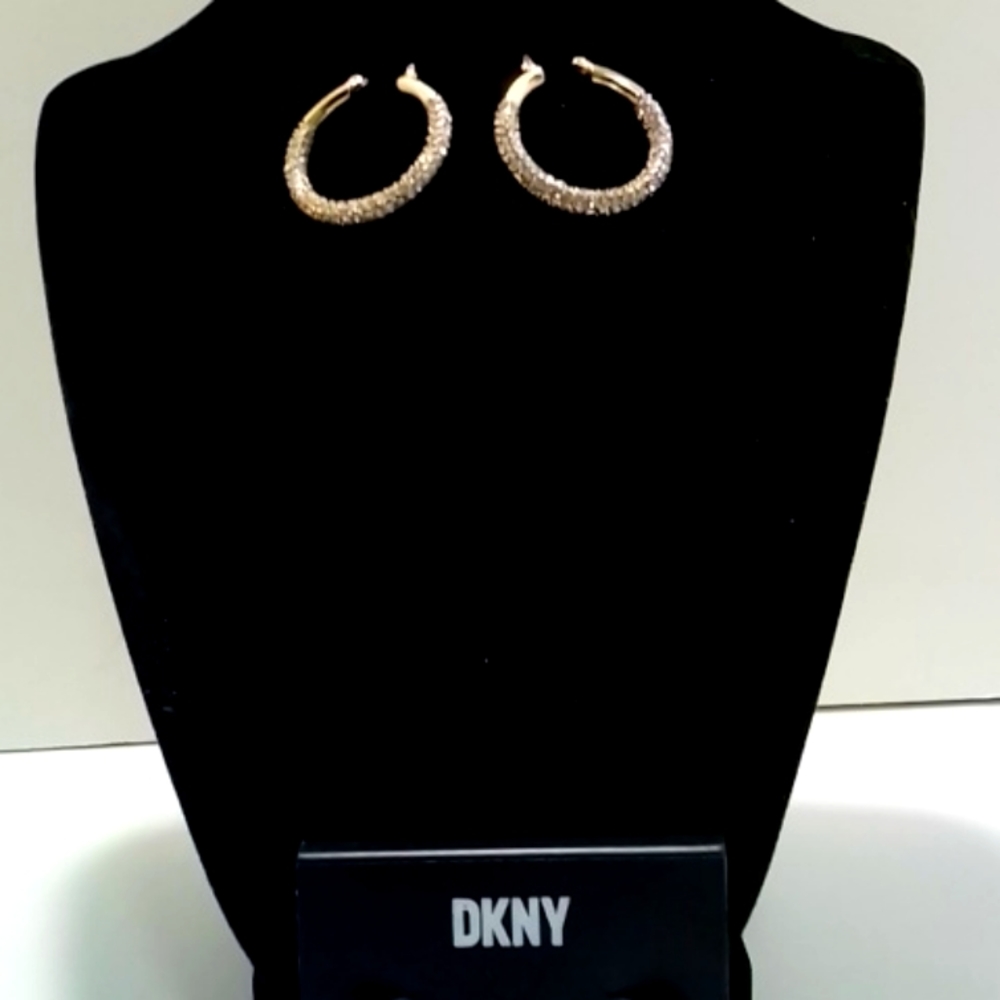 DKNY Gold & Crystal Hoop Earrings Set